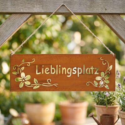 levandeo Schild Lieblingsplatz 25x9cm Außen Garten-Deko Rost Braun Edelrost Rostdeko Blumen Metall Türschild Wandbild Außendeko levandeo Schild Lieblingsplatz 25x9cm Außen Garten-Deko Rost Braun Edelrost Rostdeko Blumen Metall Türschild Wandbild Außendeko