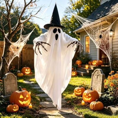 Generic Halloween beleuchteter hängender Geist mit Hexenhut – Outdoor-Dekoration Beleuchteter Geist mit Hexenhut & Skeletthänden – Outdoor-Dekoration für Vorgarten, Terrasse & Garten Generic Halloween beleuchteter hängender Geist mit Hexenhut – Outdoor-Dekoration Beleuchteter Geist mit Hexenhut & Skeletthänden – Outdoor-Dekoration für Vorgarten, Terrasse & Garten