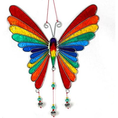 Fenster Hängedeko Sonnenfänger – Handgemachter Suncatcher für magische Lichtspiele – Fensterdeko und Gartendekon – Handbemalte Fensterdekoration Motiv Schmetterling Fenster Hängedeko Sonnenfänger – Handgemachter Suncatcher für magische Lichtspiele – Fensterdeko und Gartendekon – Handbemalte Fensterdekoration Motiv Schmetterling