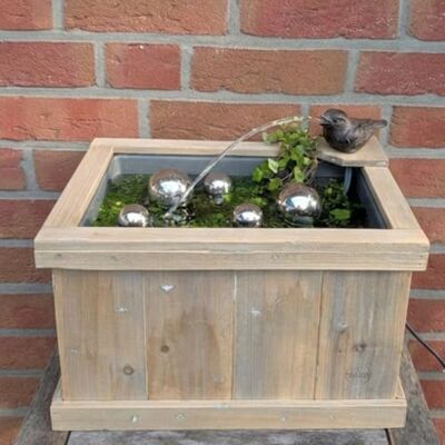 Storm Miniteich Komplettset mit Wasserspeier Spatz aus Gusseisen Holzkiste mit Einsatz Pumpe und Schwimmkugeln Balkonteich und Gartendeko Storm Miniteich Komplettset mit Wasserspeier Spatz aus Gusseisen Holzkiste mit Einsatz Pumpe und Schwimmkugeln Balkonteich und Gartendeko