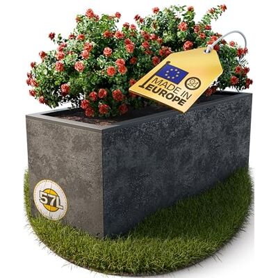 Ondis24 Pflanzkübel Basalt, 57L Pflanzvolumen, rechteckig, Blumenkasten mit Wasserspeicher in Beton-Optik, Balkon Terrasse, Blumenkübel (Anthrazit, 57 Liter) Ondis24 Pflanzkübel Basalt, 57L Pflanzvolumen, rechteckig, Blumenkasten mit Wasserspeicher in Beton-Optik, Balkon Terrasse, Blumenkübel (Anthrazit, 57 Liter)