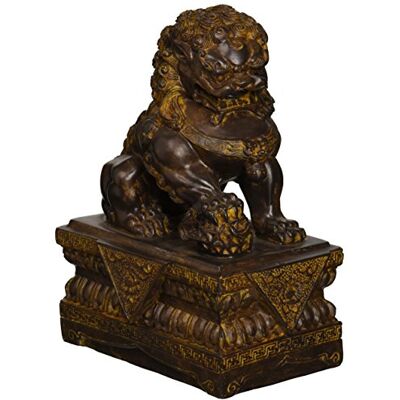 Design Toscano Chinesische Wächterlöwen-Statue, Männlich, 18 x 4,5 x 23 cm Design Toscano Chinesische Wächterlöwen-Statue, Männlich, 18 x 4,5 x 23 cm