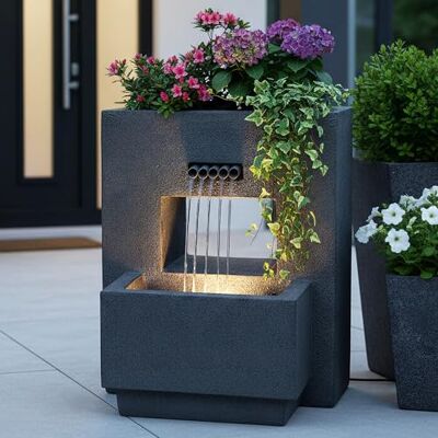 Arnusa Gartenbrunnen mit Beleuchtung bepflanzbar Betonoptik 57 cm Springbrunnen Wasserspiel warmweiß Kaskade Wasserfall Arnusa Gartenbrunnen mit Beleuchtung bepflanzbar Betonoptik 57 cm Springbrunnen Wasserspiel warmweiß Kaskade Wasserfall