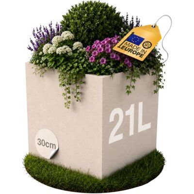 Ondis24 Pflanzkübel Vulkan, 21L Pflanzvolumen, quadratisch, Blumenkasten mit Wasserspeicher, Balkon Outdoor, Blumenkübel (Leinen) Ondis24 Pflanzkübel Vulkan, 21L Pflanzvolumen, quadratisch, Blumenkasten mit Wasserspeicher, Balkon Outdoor, Blumenkübel (Leinen)