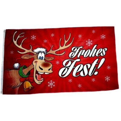FahnenMax Fahne Flagge Frohes Fest Elch Weihnachten rot 90 x 150 cm FahnenMax Fahne Flagge Frohes Fest Elch Weihnachten rot 90 x 150 cm