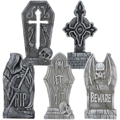 JOYIN Halloween-Grabsteine für den Außenbereich, 43,2 cm, 5 Stück, Halloween-Friedhofs-Schaumstoff-Grabsteine, Dekoration mit 12 Metallpfähle für Requisiten, Friedhof, Rasen, Dekorationen JOYIN Halloween-Grabsteine für den Außenbereich, 43,2 cm, 5 Stück, Halloween-Friedhofs-Schaumstoff-Grabsteine, Dekoration mit 12 Metallpfähle für Requisiten, Friedhof, Rasen, Dekorationen