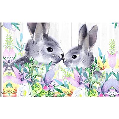 Generic Fröhliche Ostern-Kaninchen-Frühlings-lila weiße Blumen Outdoor Windward Fahne 150x90cm Gartenflagge Dekorative Flagge Yard Fahne für Terrasse Rasen Generic Fröhliche Ostern-Kaninchen-Frühlings-lila weiße Blumen Outdoor Windward Fahne 150x90cm Gartenflagge Dekorative Flagge Yard Fahne für Terrasse Rasen