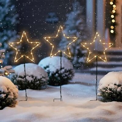Spetebo LED Gartenstecker Stern 3er Set 30/24 cm Deko Beleuchtung für Außen mit Timer Garten Leuchte mit Erdspieß Batterie betrieben Weihnachten Advent Spetebo LED Gartenstecker Stern 3er Set 30/24 cm Deko Beleuchtung für Außen mit Timer Garten Leuchte mit Erdspieß Batterie betrieben Weihnachten Advent