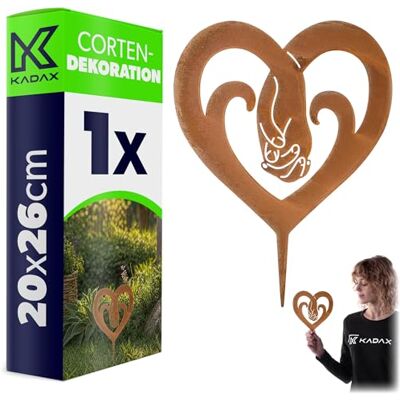 KADAX Gartenstecker Herz aus Cortenstahl, Rostdeko für draußen, Edelrost Gartendekoration zum Stecken, Vintage Gartendeko, Metall Roststecker KADAX Gartenstecker Herz aus Cortenstahl, Rostdeko für draußen, Edelrost Gartendekoration zum Stecken, Vintage Gartendeko, Metall Roststecker