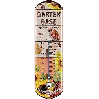 LANOLU Retro Blechschild Garten Oase Thermo Meter Blechschild mit Sprüchen Geschenk Gärtner Deko Retro Vintage 8 x 28 cm LANOLU Retro Blechschild Garten Oase Thermo Meter Blechschild mit Sprüchen Geschenk Gärtner Deko Retro Vintage 8 x 28 cm