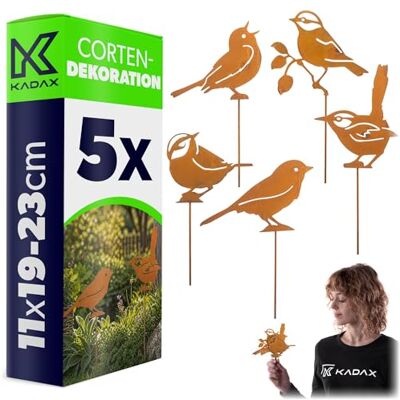 KADAX 5er Set Gartenstecker Vögel aus Cortenstahl, Metall Gartendeko in Rostoptik, Rost Stecker für Garten, Edelrost Gartendekoration zum Stecken, Blumenstecker KADAX 5er Set Gartenstecker Vögel aus Cortenstahl, Metall Gartendeko in Rostoptik, Rost Stecker für Garten, Edelrost Gartendekoration zum Stecken, Blumenstecker