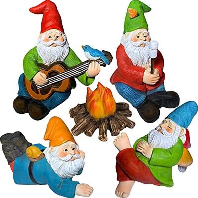 Mood Lab Miniature Garden Gnomes Camping GNOME Kit of 5 pcs Figurines and Accessories Set Mood Lab Miniature Garden Gnomes Camping GNOME Kit of 5 pcs Figurines and Accessories Set