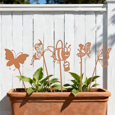 HOMIKLSA Gartenstecker Blumen Rost aus Metall, Gartendeko Wetterfest für Blumenbeet Wetterfeste Metallblumen in Rostoptik für Beet, Vorgarten und Terrasse, dekorativ, langlebig und einfach einzustecken HOMIKLSA Gartenstecker Blumen Rost aus Metall, Gartendeko Wetterfest für Blumenbeet Wetterfeste Metallblumen in Rostoptik für Beet, Vorgarten und Terrasse, dekorativ, langlebig und einfach einzustecken