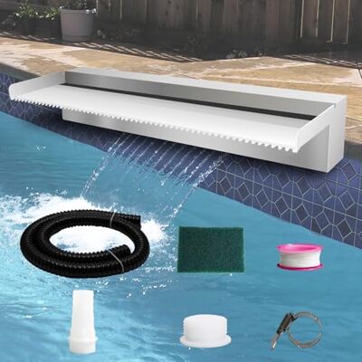 Weejian Pool Brunnen Edelstahl Teich Wasserfall Spillway Kits für Innen-/Außendekorativ, 60x20x10cm Pool Wasser Feature für Garten Patio, Hinterhof Koi Teich Dekor (kein LED-Licht) Weejian Pool Brunnen Edelstahl Teich Wasserfall Spillway Kits für Innen-/Außendekorativ, 60x20x10cm Pool Wasser Feature für Garten Patio, Hinterhof Koi Teich Dekor (kein LED-Licht)