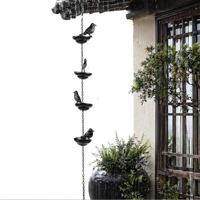 Generic Metallvogel-Regenkette mit dekorativen Bechern, hängender Metall-Vogel-Hänge-Regenwasserumlenker mit dekorativen Bechern, Traufen-Entwässerungskette mit befestigtem Aufhänger für den Generic Metallvogel-Regenkette mit dekorativen Bechern, hängender Metall-Vogel-Hänge-Regenwasserumlenker mit dekorativen Bechern, Traufen-Entwässerungskette mit befestigtem Aufhänger für den