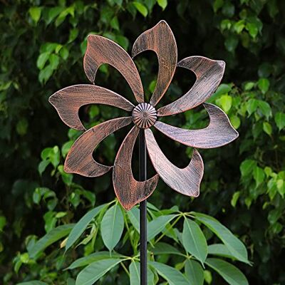 Starryfill Garten-Windspiel für den Außenbereich, Metalldekoration, einzelne Klinge, leicht zu drehen, mit vertikaler Skulptur, Pfahlkonstruktion für Terrasse, Rasen und Garten (kupferfarben) Starryfill Garten-Windspiel für den Außenbereich, Metalldekoration, einzelne Klinge, leicht zu drehen, mit vertikaler Skulptur, Pfahlkonstruktion für Terrasse, Rasen und Garten (kupferfarben)