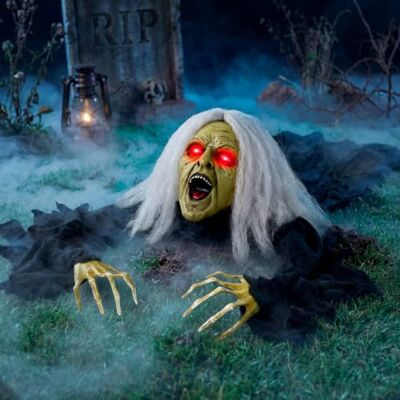 JOYIN Zombie Halloween Dekoration Outdoor Hexe mit Soundeffekt & beleuchteten Augen für Spukhaus, Rasen und Hof JOYIN Zombie Halloween Dekoration Outdoor Hexe mit Soundeffekt & beleuchteten Augen für Spukhaus, Rasen und Hof