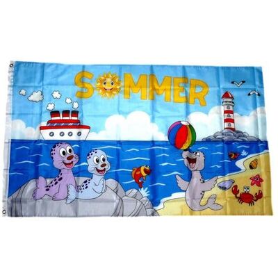 FahnenMax Fahne Flagge Sommer Leuchtturm Robben 90 x 150 cm FahnenMax Fahne Flagge Sommer Leuchtturm Robben 90 x 150 cm