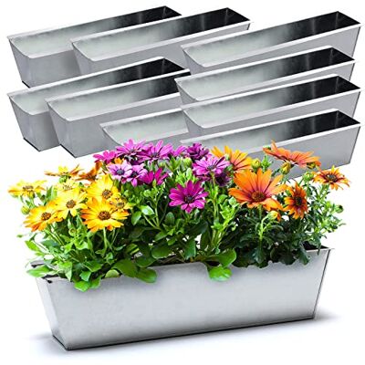 BigDean 10 Zink Paletten Blumenkästen Einsatz 38cm groß Silber aus Metall BigDean 10 Zink Paletten Blumenkästen Einsatz 38cm groß Silber aus Metall