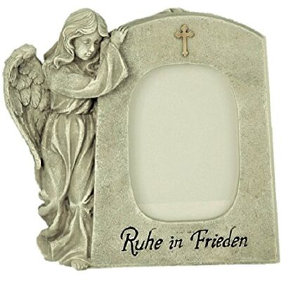 Geschenkestadl Grabschmuck Engel neben Trauerstein mit Foto Fenster und Aufschrift Ruhe in Frieden Grabdekoration Geschenkestadl Grabschmuck Engel neben Trauerstein mit Foto Fenster und Aufschrift Ruhe in Frieden Grabdekoration