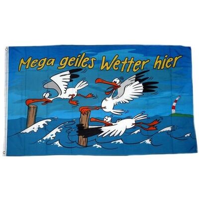 FahnenMax Fahne Flagge Mega Geiles Wetter Möwen 60 x 90 cm FahnenMax Fahne Flagge Mega Geiles Wetter Möwen 60 x 90 cm
