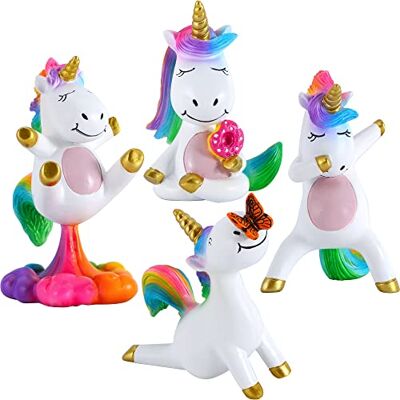 Mood Lab Miniatur-Einhorn-Figuren-Set – lustiges Mini-Statuen-Set mit 4 Stück – Einhorn-Feengarten-Zubehör Mood Lab Miniatur-Einhorn-Figuren-Set – lustiges Mini-Statuen-Set mit 4 Stück – Einhorn-Feengarten-Zubehör