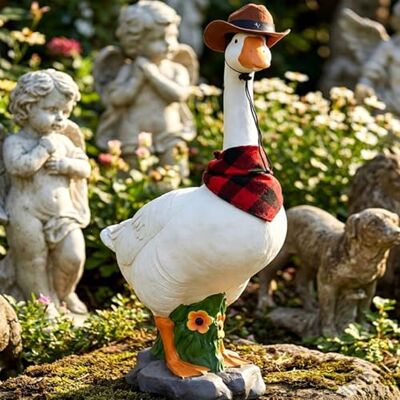 Generic Garten Gans Statue aus Harz mit Verstellbarem Hals und Removarem Cowboy Hut, Außenbereich Dekoration für Terrasse Balkon Hof, 14 Zoll, Realistische Tierfigur für Garten und Rasen Generic Garten Gans Statue aus Harz mit Verstellbarem Hals und Removarem Cowboy Hut, Außenbereich Dekoration für Terrasse Balkon Hof, 14 Zoll, Realistische Tierfigur für Garten und Rasen