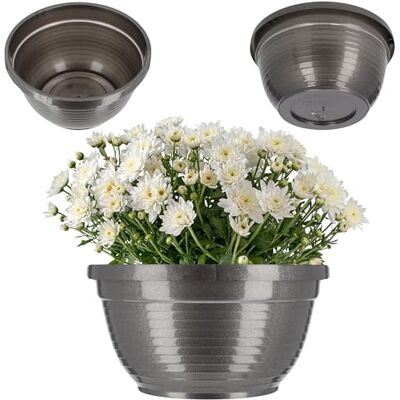 KADAX Schale aus Kunststoff, runde Blumenschale, wetterfester Pflanzkübel für Außen, Grabschale, leichte Kugelschale für Blumen, Pflanzschale (⌀ 26 cm, Grafit) KADAX Schale aus Kunststoff, runde Blumenschale, wetterfester Pflanzkübel für Außen, Grabschale, leichte Kugelschale für Blumen, Pflanzschale (⌀ 26 cm, Grafit)