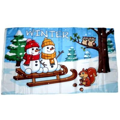 FahnenMax Fahne/Flagge Winter Schneemänner Eichhörnchen 90 x 150 cm FahnenMax Fahne/Flagge Winter Schneemänner Eichhörnchen 90 x 150 cm