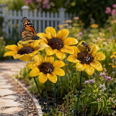 Generic Handgefertigter Metall-Blumen-Gartenstecker für Vogelbad, Keramik-Bienenbad Deko-Schale fürs Zuhause: stilvolle Metall-Blumenornamente für Garten, Terrasse & Außenbereich – ideal als Vogelbad Generic Handgefertigter Metall-Blumen-Gartenstecker für Vogelbad, Keramik-Bienenbad Deko-Schale fürs Zuhause: stilvolle Metall-Blumenornamente für Garten, Terrasse & Außenbereich – ideal als Vogelbad