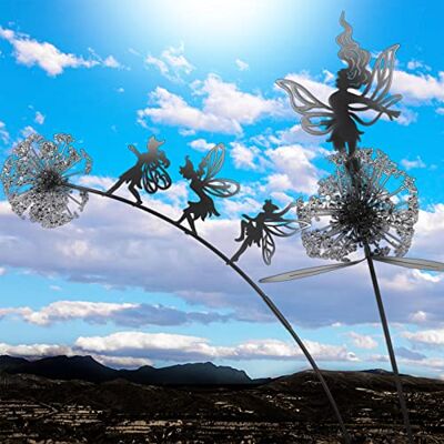 VAIPI 2 Stück Blumen tanzende Löwenzahn-Feengarten-Skulpturen – tanzende Fee, Löwenzahn, Gartenornamente, Kunstdekorationen für Außenbereich, Hof, Rasen, Terrasse VAIPI 2 Stück Blumen tanzende Löwenzahn-Feengarten-Skulpturen – tanzende Fee, Löwenzahn, Gartenornamente, Kunstdekorationen für Außenbereich, Hof, Rasen, Terrasse