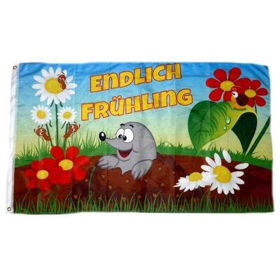 FahnenMax Fahne Flagge Endlich Frühling Maulwurf 90 x 150 cm FahnenMax Fahne Flagge Endlich Frühling Maulwurf 90 x 150 cm