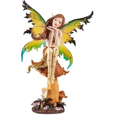 DRW Figur Fee NINFA Grün und Orange auf einem handbemalten Harzpilz 6x28x28 cm DRW Figur Fee NINFA Grün und Orange auf einem handbemalten Harzpilz 6x28x28 cm