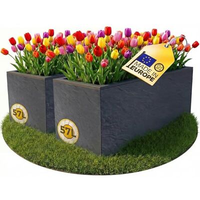 Ondis24 Pflanzkübel Vulkan, 57L Pflanzvolumen, rechteckig, Blumenkasten mit Wasserspeicher, Balkon Terrasse, Blumenkübel (2X Anthrazit) Ondis24 Pflanzkübel Vulkan, 57L Pflanzvolumen, rechteckig, Blumenkasten mit Wasserspeicher, Balkon Terrasse, Blumenkübel (2X Anthrazit)