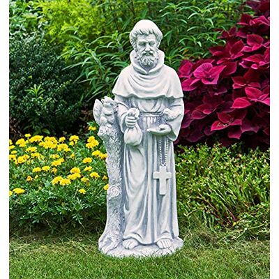 TOETOL St. Francis Gartenstatuen, 79.9 cm, Heiliger Francis von Assisi, katholisch, christlich, Hof, Dekoration, Rasen, Garten, Terrasse, Outdoor, Skulpturen, Magnesiumoxid, Gartenkunst, Dekorationen TOETOL St. Francis Gartenstatuen, 79.9 cm, Heiliger Francis von Assisi, katholisch, christlich, Hof, Dekoration, Rasen, Garten, Terrasse, Outdoor, Skulpturen, Magnesiumoxid, Gartenkunst, Dekorationen
