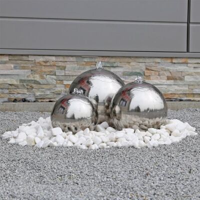 CLGarden Edelstahl Kugelbrunnen ESB2 Gartenbrunnen inkl. LED Beleuchtung mit 3 Edelstahl Kugeln poliert, Komplettset mit Pumpe, Wasserbecken, LED Leuchten, Verteilern und Schläuchen, Außenbereich, 12V CLGarden Edelstahl Kugelbrunnen ESB2 Gartenbrunnen inkl. LED Beleuchtung mit 3 Edelstahl Kugeln poliert, Komplettset mit Pumpe, Wasserbecken, LED Leuchten, Verteilern und Schläuchen, Außenbereich, 12V