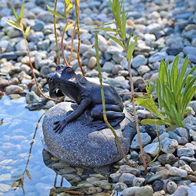 CLGarden Wasserspeier Figur Frosch auf Stein für Gartenteich Brunnenbecken Dekofigur Wasserspiel Teich CLGarden Wasserspeier Figur Frosch auf Stein für Gartenteich Brunnenbecken Dekofigur Wasserspiel Teich