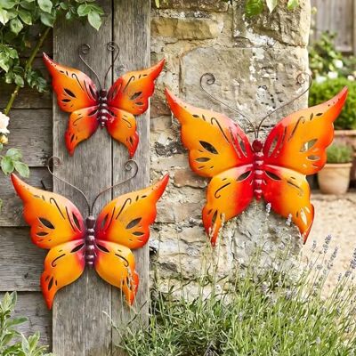 levandeo 3er Set Schmetterling Metall Wanddeko Rot Orange B20-33cm Gartendeko Wandkunst Wandhänger Wetterfest Outdoor Garten Deko levandeo 3er Set Schmetterling Metall Wanddeko Rot Orange B20-33cm Gartendeko Wandkunst Wandhänger Wetterfest Outdoor Garten Deko