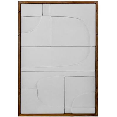 DRW Abstraktes Holzbild mit Rahmen in Weiß und Natur, 59 x 4 x 87 cm DRW Abstraktes Holzbild mit Rahmen in Weiß und Natur, 59 x 4 x 87 cm