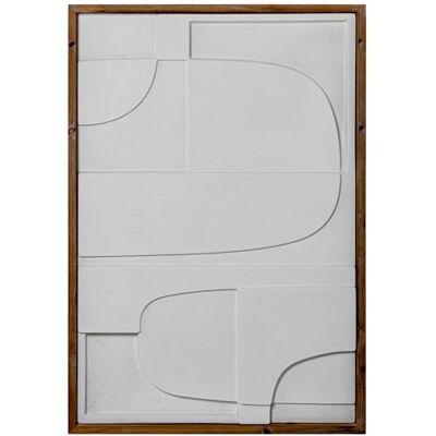 DRW Abstraktes Holzbild mit Rahmen in Weiß und Natur, 59 x 4 x 87 cm DRW Abstraktes Holzbild mit Rahmen in Weiß und Natur, 59 x 4 x 87 cm