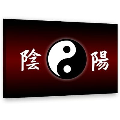 Visario Leinwandbild 120x80 cm 5042 Yin und Yang Symbol mit chinesischen Schriftzeichen Wandbild fertig aufgespannt auf Holzrahmen Visario Leinwandbild 120x80 cm 5042 Yin und Yang Symbol mit chinesischen Schriftzeichen Wandbild fertig aufgespannt auf Holzrahmen