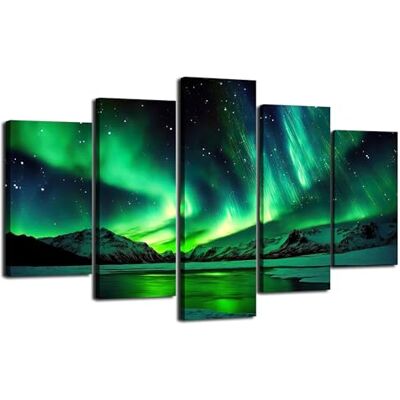 Visario Leinwandbild Nordlichter Polarlichter Berge See 200 x 100 cm 5-teilig Direktdruck auf Leinwand mit Holzrahmen Wandbild Kunstdruck XXL Wanddeko für Wohnzimmer Schlafzimmer Artikelnr. 6349 Visario Leinwandbild Nordlichter Polarlichter Berge See 200 x 100 cm 5-teilig Direktdruck auf Leinwand mit Holzrahmen Wandbild Kunstdruck XXL Wanddeko für Wohnzimmer Schlafzimmer Artikelnr. 6349