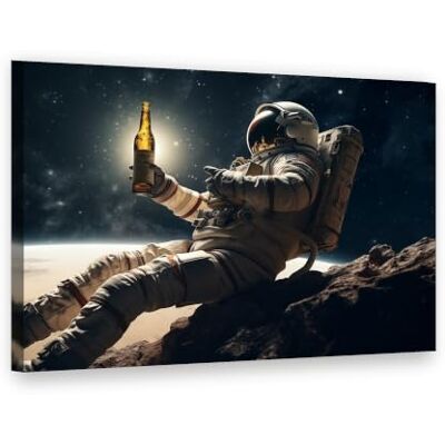 Visario Leinwandbild 80x60 cm 4062 Astronaut mit Flasche entspannt im Weltall Wandbild fertig aufgespannt auf Holzrahmen Visario Leinwandbild 80x60 cm 4062 Astronaut mit Flasche entspannt im Weltall Wandbild fertig aufgespannt auf Holzrahmen