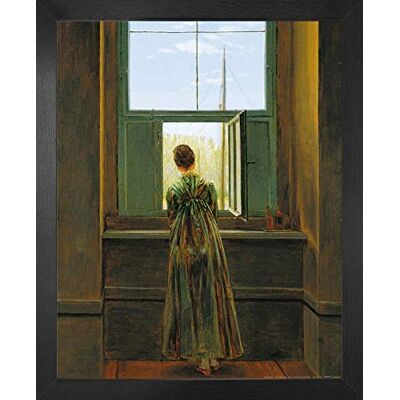 1art1 Caspar David Friedrich Poster Kunstdruck Bild und MDF-Rahmen Frau Am Fenster, 1822 (50 x 40cm) 1art1 Caspar David Friedrich Poster Kunstdruck Bild und MDF-Rahmen Frau Am Fenster, 1822 (50 x 40cm)