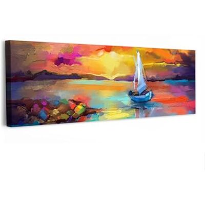 MuchoWow © Wandbilder Wohnzimmer XXL Wanddeko Panorama Zimmerdeko 120x40 cm Wandgemälde Zimmer Deko auf Wand Dekoration Wall Art Großes Bild Gemälde Ölfarbe Boot Farben MuchoWow © Wandbilder Wohnzimmer XXL Wanddeko Panorama Zimmerdeko 120x40 cm Wandgemälde Zimmer Deko auf Wand Dekoration Wall Art Großes Bild Gemälde Ölfarbe Boot Farben