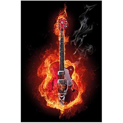 Wallario Poster Brennende Gitarre in Premiumqualität, Größe: 61 x 91,5 cm (Maxiposter) Wallario Poster Brennende Gitarre in Premiumqualität, Größe: 61 x 91,5 cm (Maxiposter)