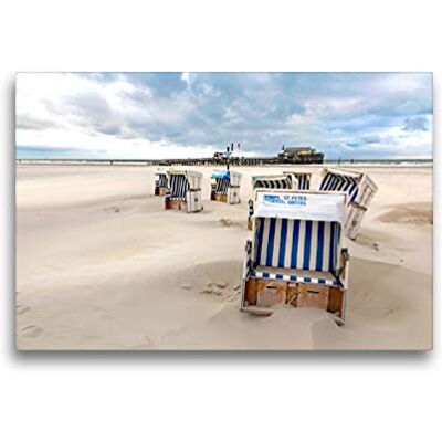 CALVENDO Premium Textil-Leinwand 45 x 30 cm Quer-Format Strandkörbe im Wind Wandbild, HD-Bild auf Keilrahmen, Fertigbild auf hochwertigem Vlies, Leinwanddruck von Andrea Dreegmeyer CALVENDO Premium Textil-Leinwand 45 x 30 cm Quer-Format Strandkörbe im Wind Wandbild, HD-Bild auf Keilrahmen, Fertigbild auf hochwertigem Vlies, Leinwanddruck von Andrea Dreegmeyer