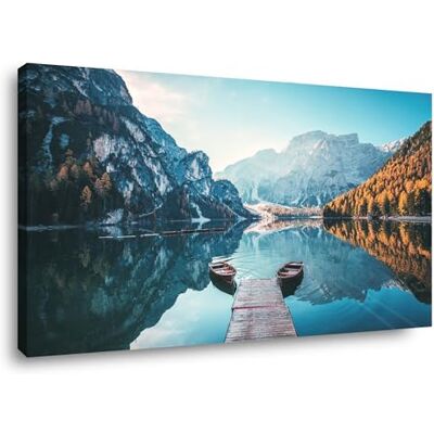 Visario Leinwandbild 120x80 cm 5030 Bergsee Boote Natur Landschaft Wandbild auf Leinwand mit echtem Holzrahmen fertig aufgespannt Kunstdruck Wanddekoration Wohnzimmer Schlafzimmer Büro moderne Visario Leinwandbild 120x80 cm 5030 Bergsee Boote Natur Landschaft Wandbild auf Leinwand mit echtem Holzrahmen fertig aufgespannt Kunstdruck Wanddekoration Wohnzimmer Schlafzimmer Büro moderne