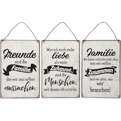 levandeo 3er Set Blechschilder H15cm Freunde Familie Sprüche Zuhause Wandbild Wanddeko Deko Schilder Shabby Chic Geschenk levandeo 3er Set Blechschilder H15cm Freunde Familie Sprüche Zuhause Wandbild Wanddeko Deko Schilder Shabby Chic Geschenk