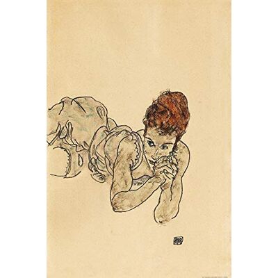 1art1 Egon Schiele XXL Poster Liegende Frau, Zeichnung, 1917 Plakat Bild 120x80 cm 1art1 Egon Schiele XXL Poster Liegende Frau, Zeichnung, 1917 Plakat Bild 120x80 cm